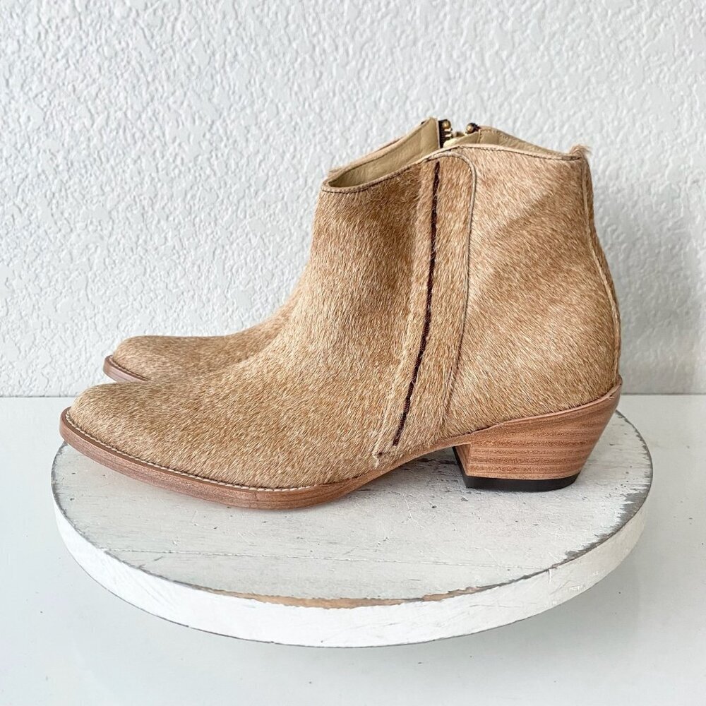 Womens Western Cowboy Ankle Boots 7.5 Brown Cowhide Cowgirl Boot Pointed Toe - Picture 4 of 9